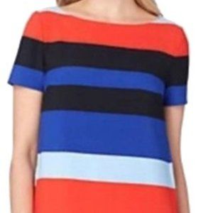 Tahari Red Striped Short Sleeve Shift Dress